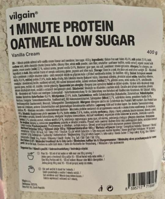 Képek - 1 minute protein oatmeal low sugar Vanilla Cream Vilgain