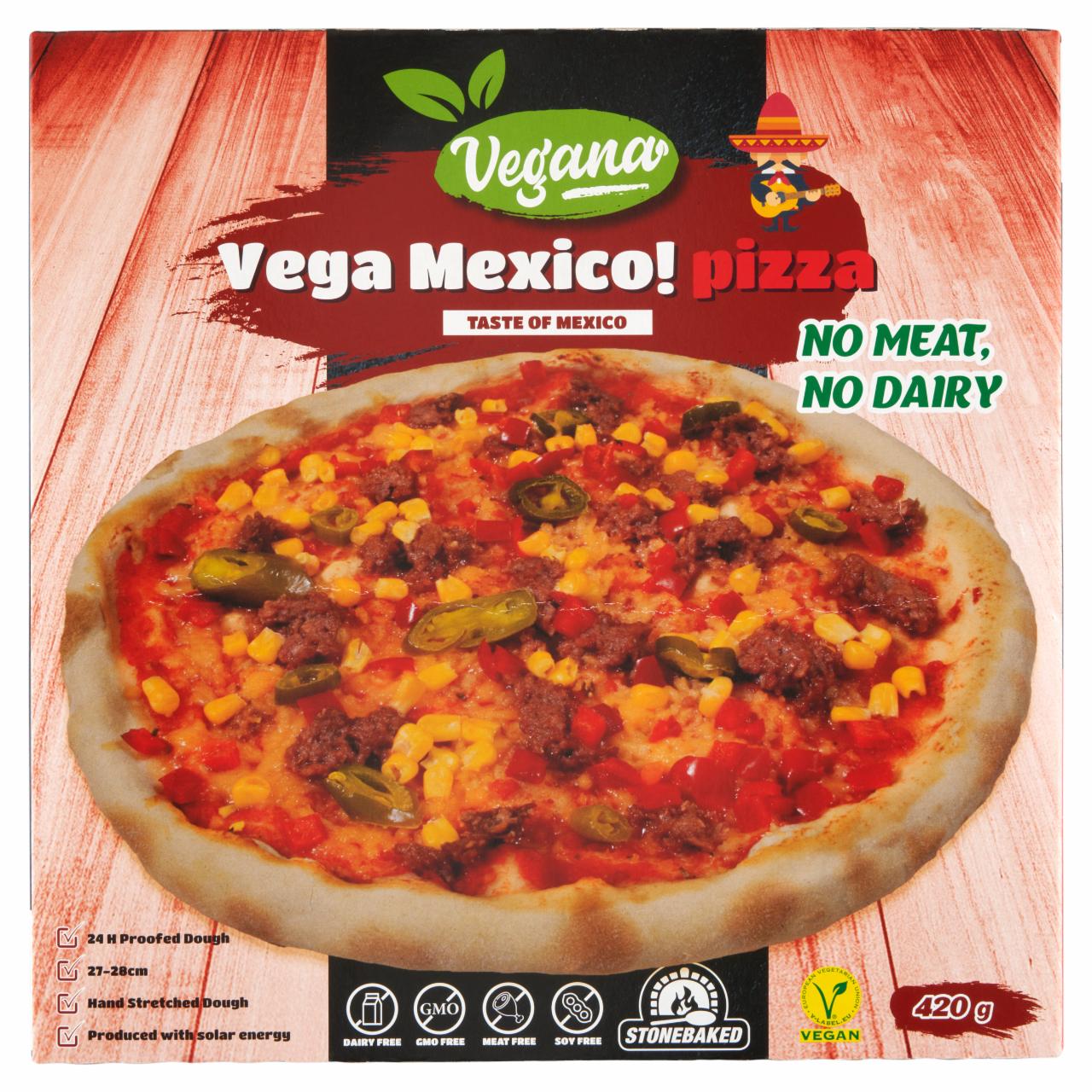 Képek - Vegana gyorsfagyasztott kézműves Vega Mexico pizza 420 g