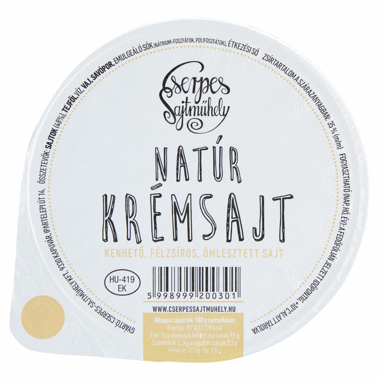 Képek - Cserpes Sajtműhely natúr krémsajt 250 g