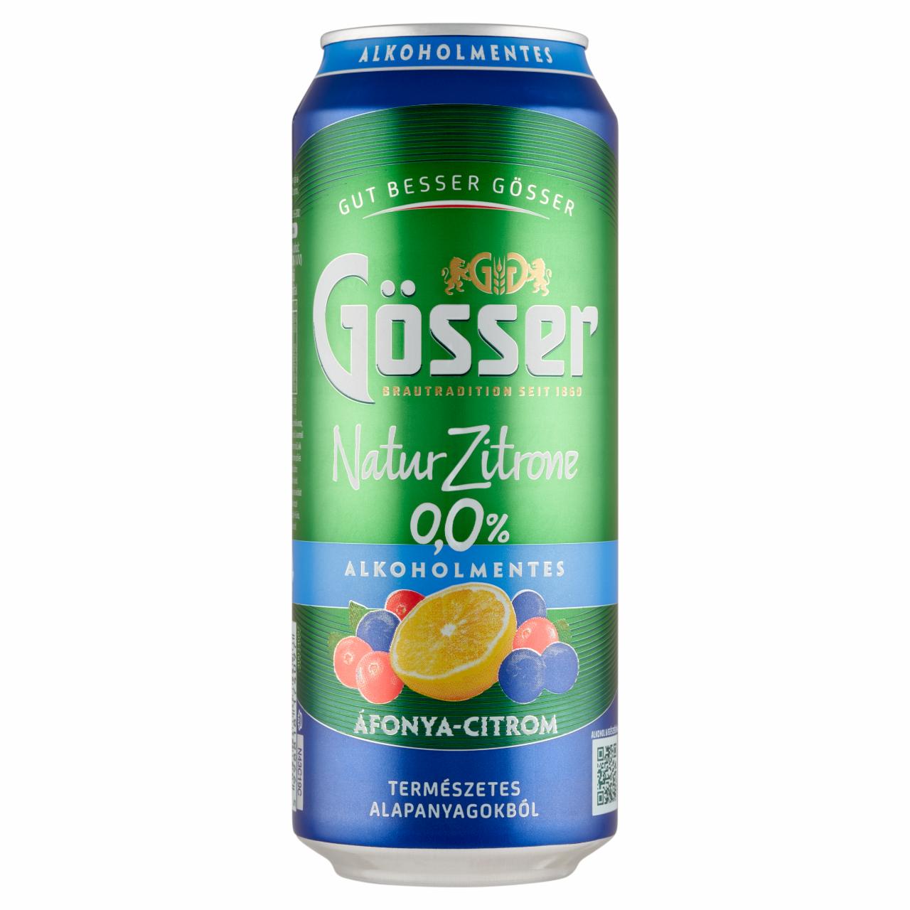 Képek - Gösser Natur Zitrone áfonya-citrom ízű alkoholmentes sörital 0,0% 500 ml 