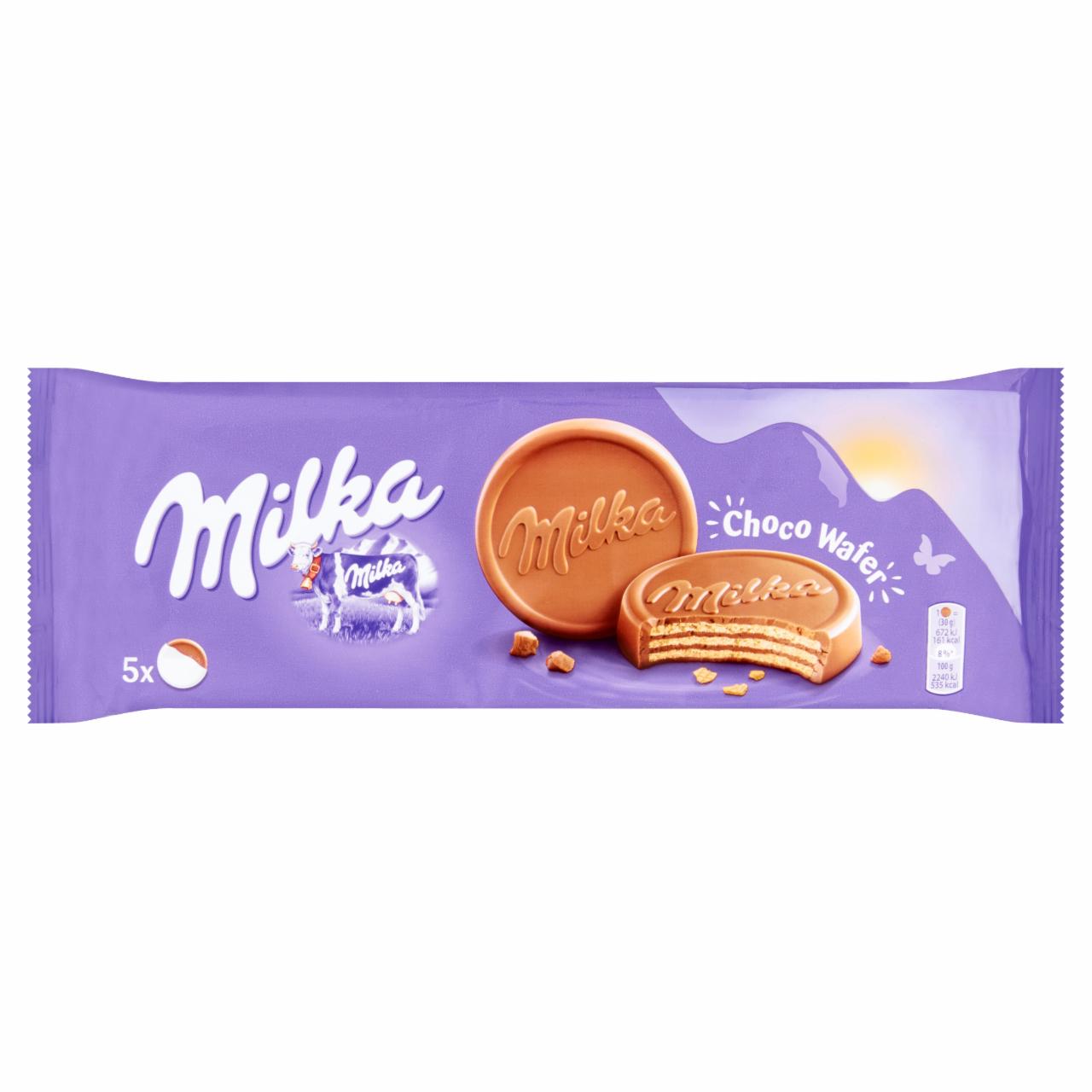 Képek - Milka Choco Wafer alpesi tejcsokoládéval bevont ostya kakaós töltelékkel 5 x 30 g (150 g)