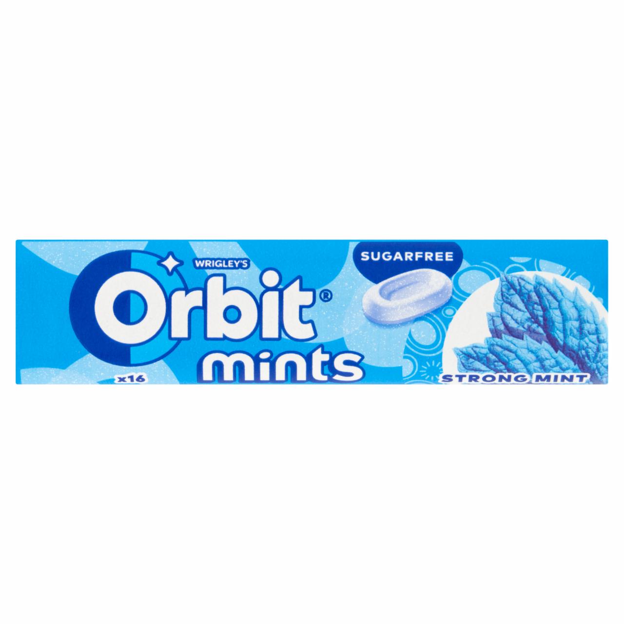 Képek - Orbit Mints Strong Mint mentaízű cukormentes töltetlen keménycukorka édesítőszerrel 28 g