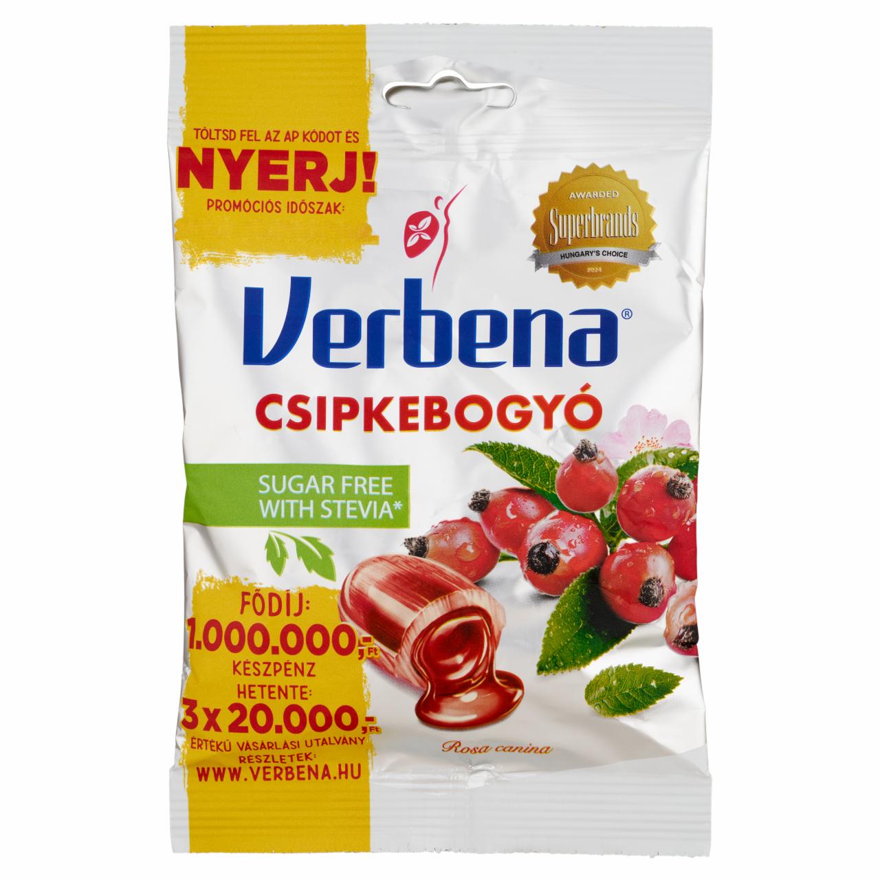 Képek - Verbena töltött keménycukorka édesítőszerekkel csipkebogyó kivonattal és C vitaminnal 60 g