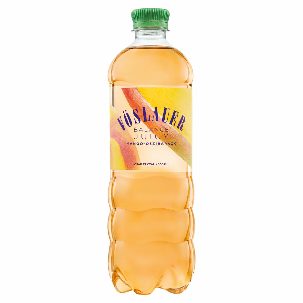 Képek - Vöslauer Balance Juicy mangó-őszibarack ízű természetes ásványvíz alapú szénsavas üdítőital 0,75 l