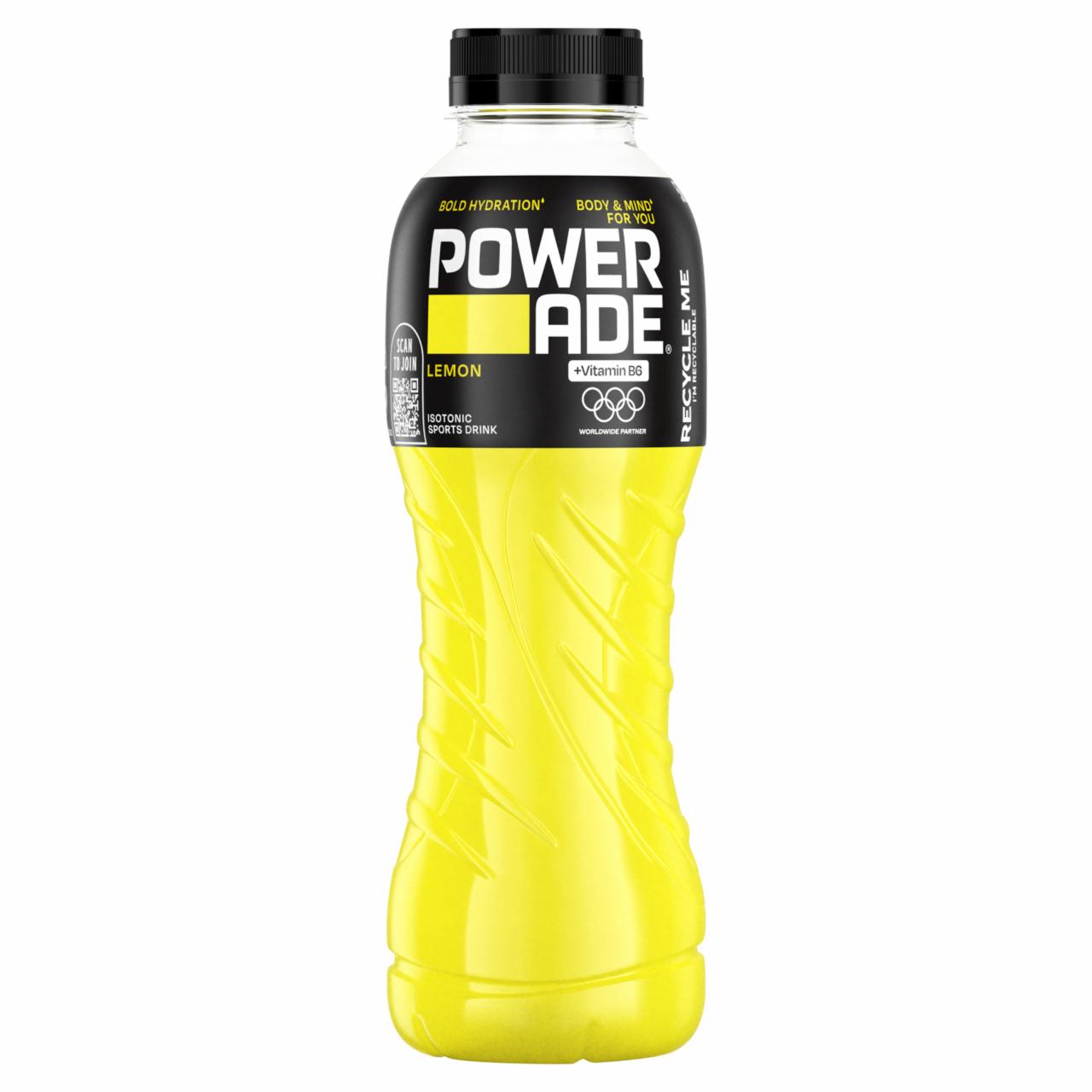 Képek - Powerade Lemon szénsavmentes, citromízű izotóniás sportital cukorral és édesítőszerekkel 500 ml