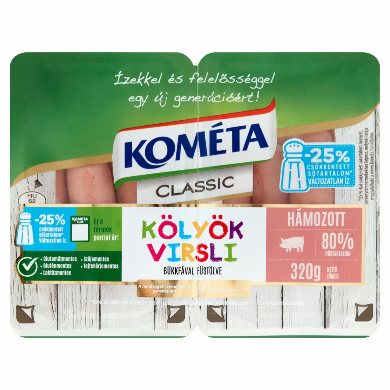 Képek - Kometa Classic hámozott, főtt kölyök virsli bükkfával füstölve 320 g