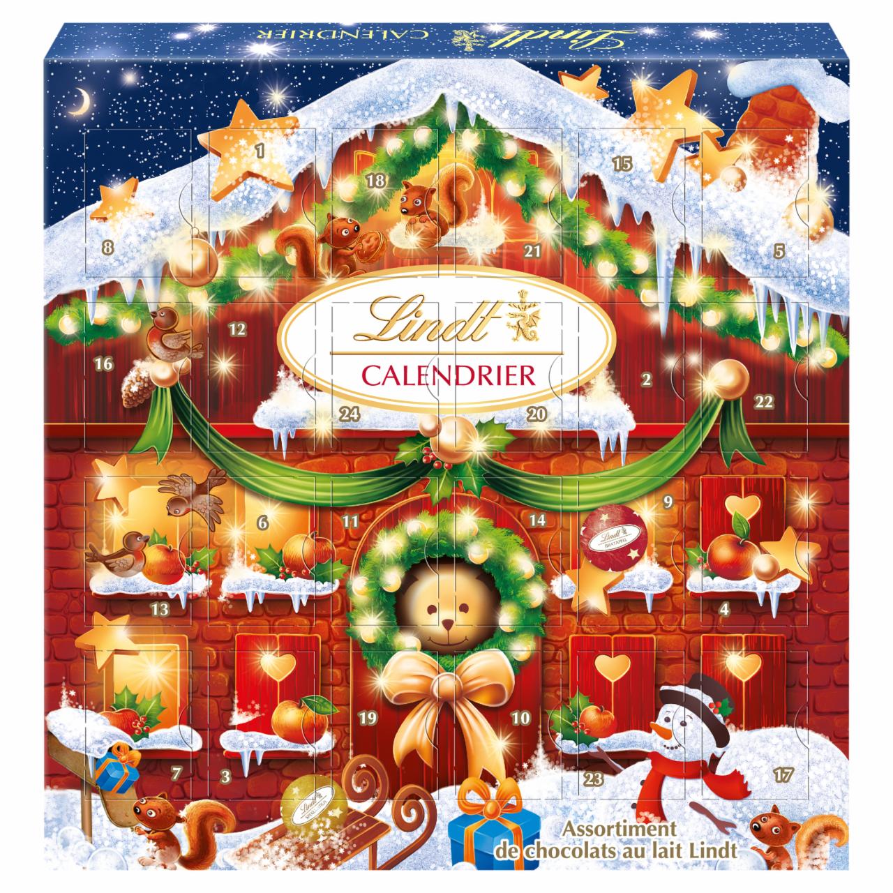 Képek - Lindt Teddy Adventi naptár tejcsokoládé különböző ízesítésű töltelékkel 124 g