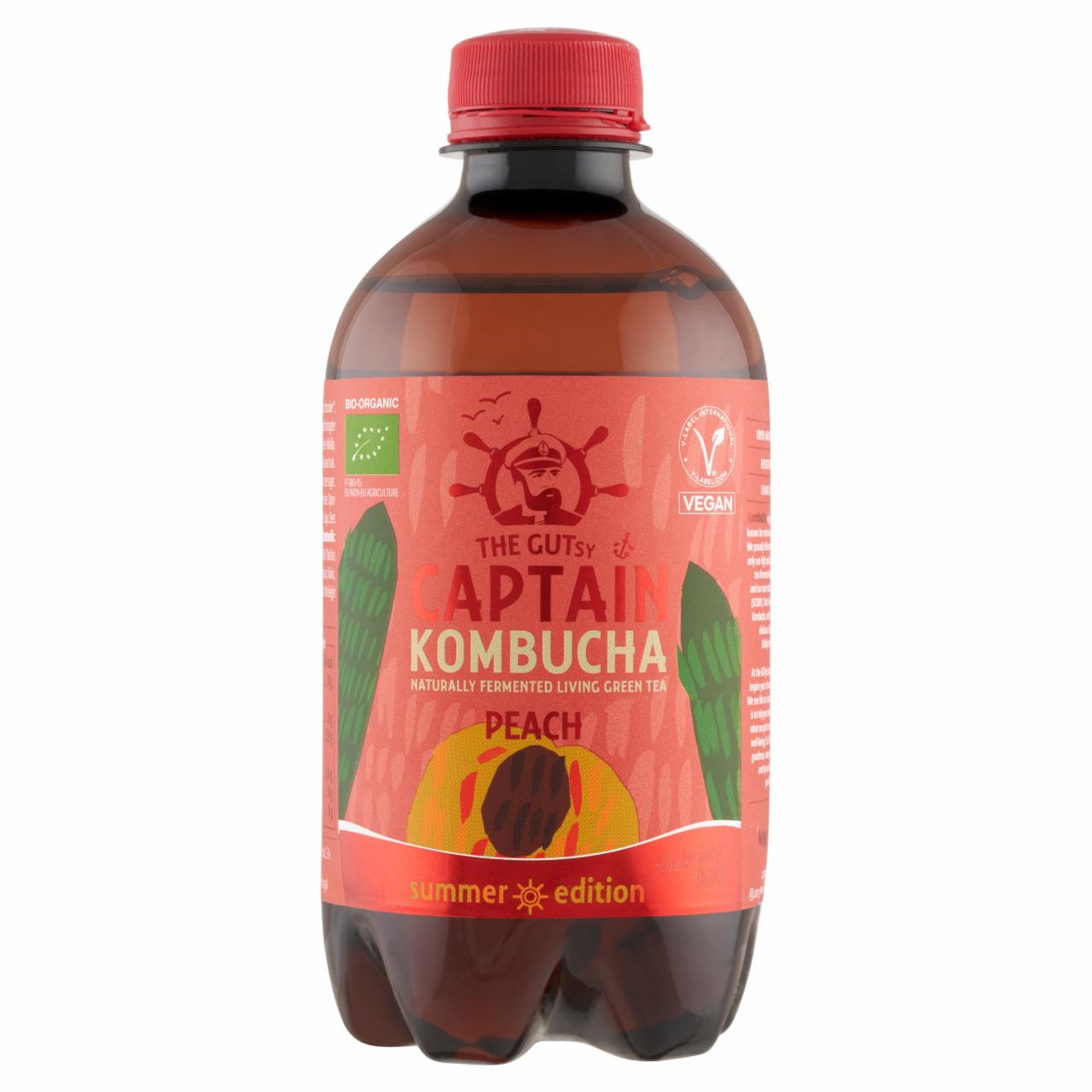 Képek - The Gutsy Captain Kombucha őszibarack bio fermentált zöld tea ital élőflórával 400 ml