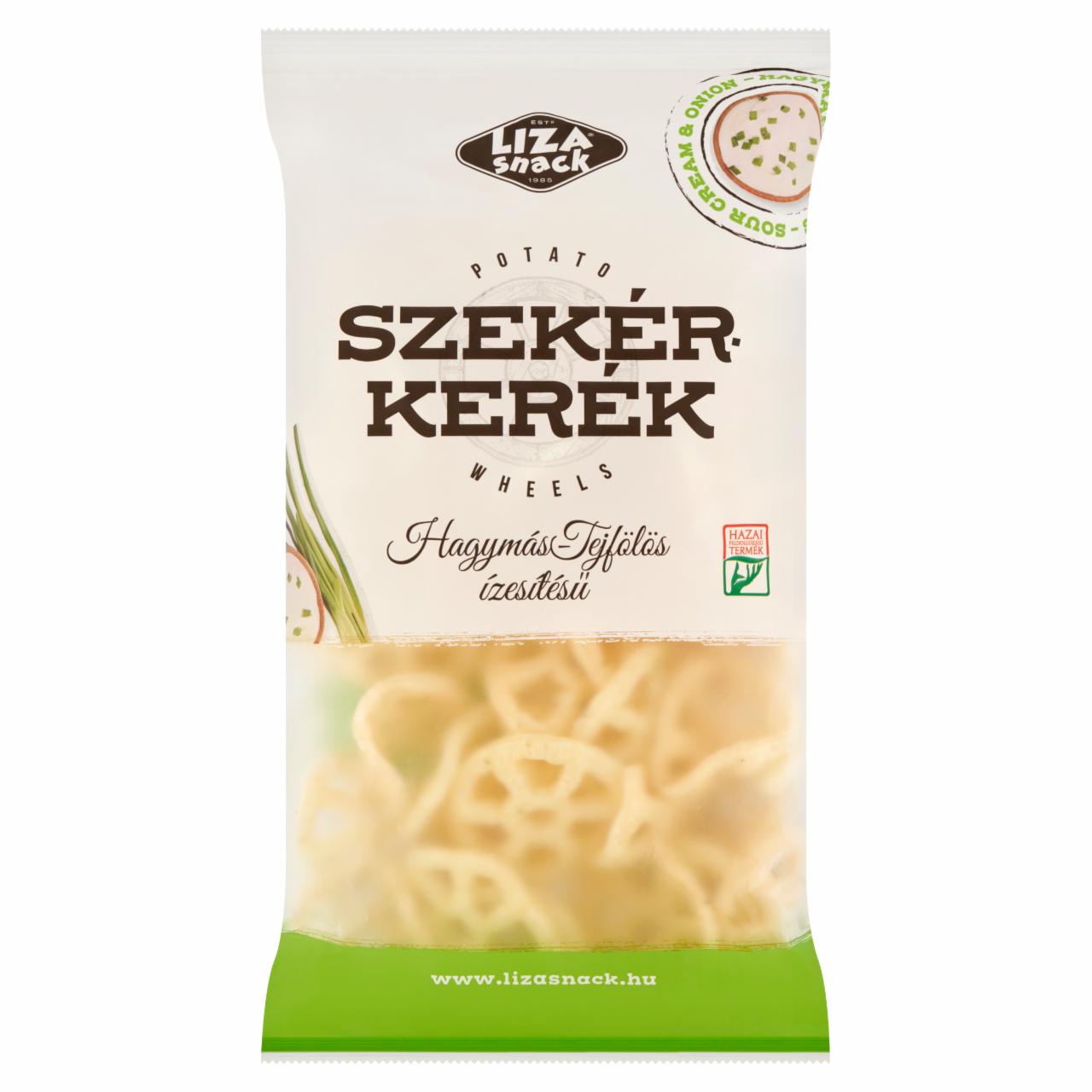 Képek - Liza Snack Szekérkerék hagymás-tejfölös ízesítésű burgonyasnack 40 g