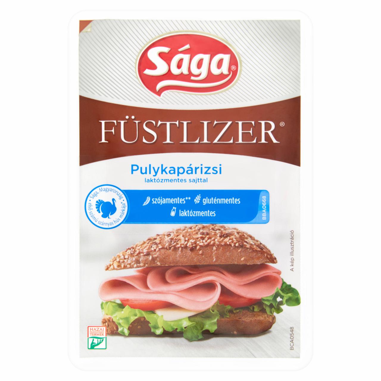 Képek - Sága Füstlizer füst ízesítésű szeletelt pulykapárizsi laktózmentes sajttal 90 g