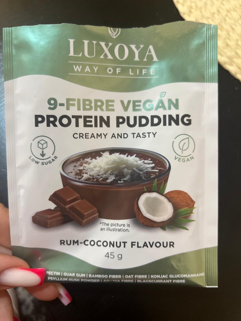 Képek - 9-fibre vegan protein puding rum-coconut flavour Luxoya