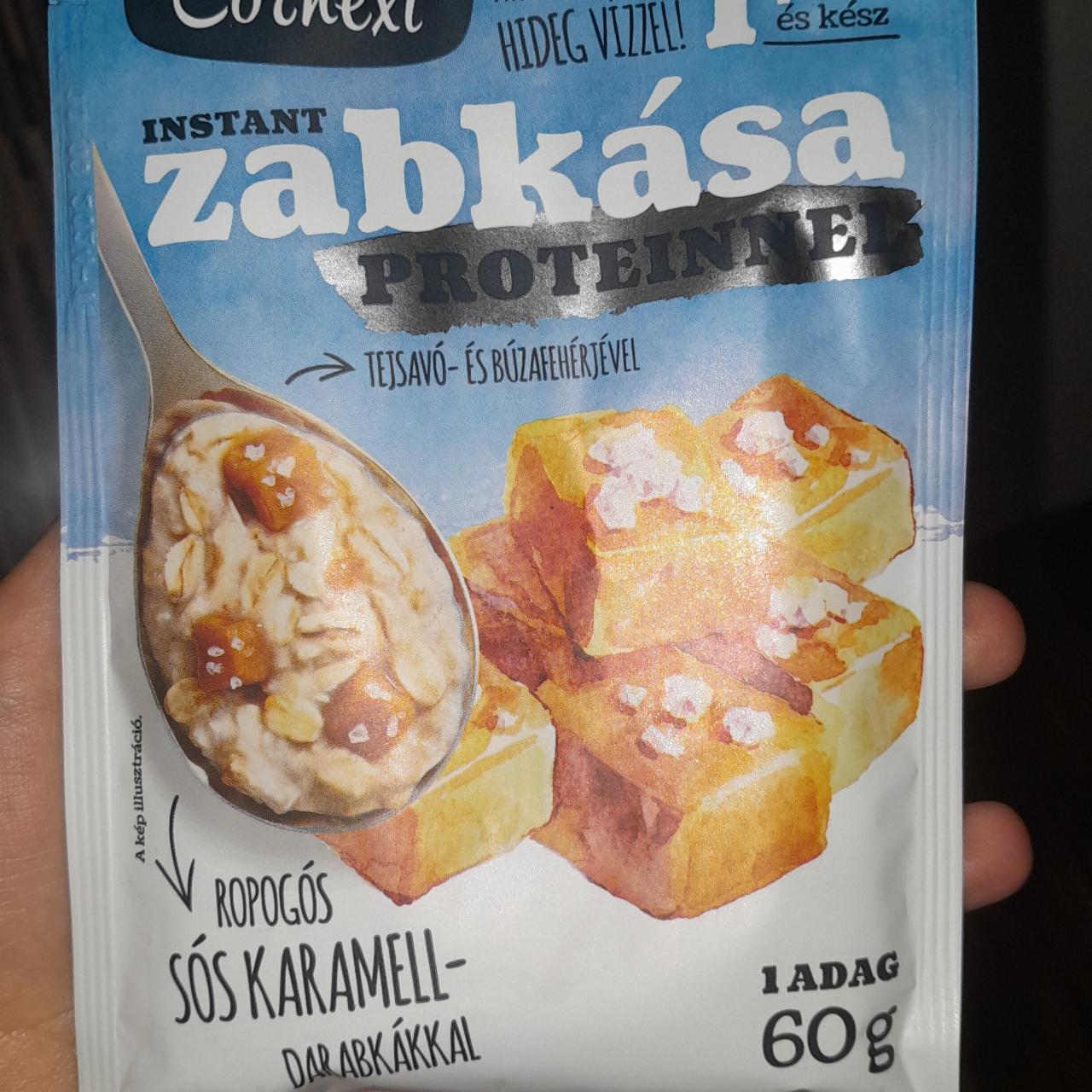 Képek - Instant zabkása proteinnel ropogós sós karamell-darabkákkal Cornexi