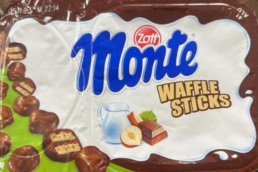 Képek - Zott Monte Choko Flakes vagy Waffle Sticks csokoládés-mogyorós tejdesszert 125 g