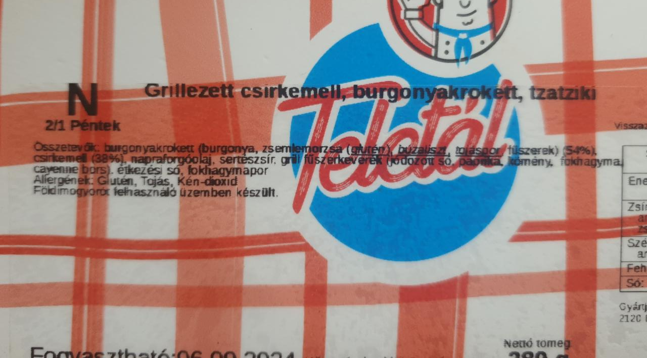 Képek - Grillezett csirkemell burgonykrokett tzatziki Teletál