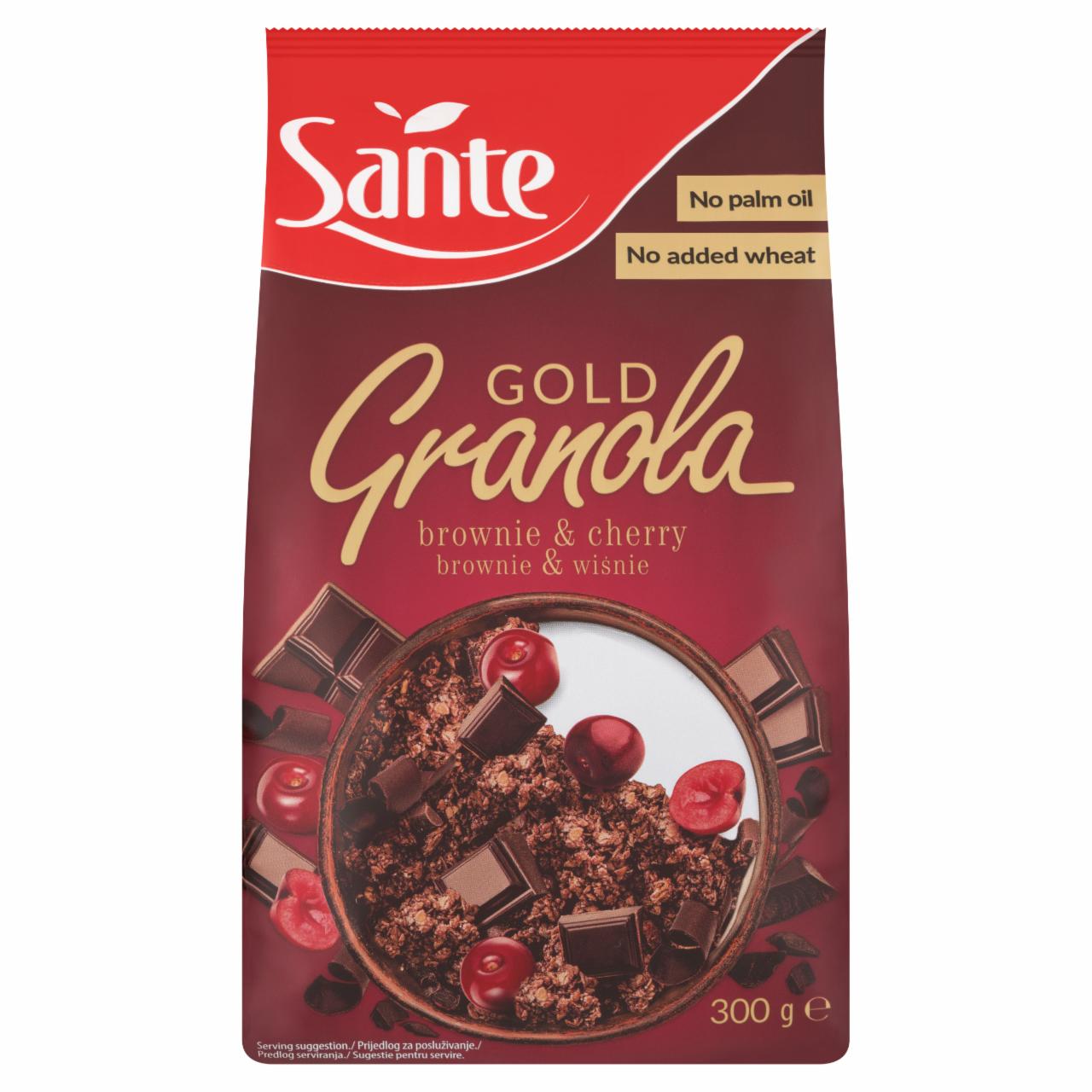 Képek - Sante Granola Gold Brownie ízű gabonapelyhek csokoládéval és szárított meggyel 300 g 