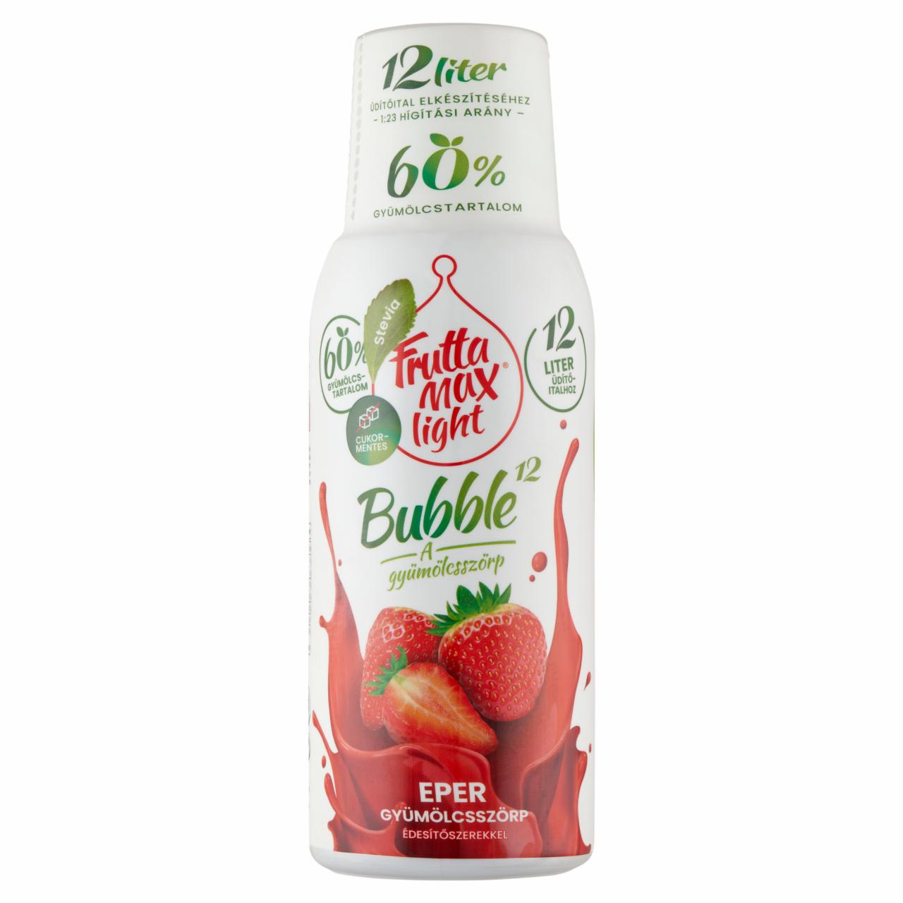 Képek - FruttaMax Light Bubble¹² eper ízű gyümölcsszörp édesítőszerekkel 500 ml