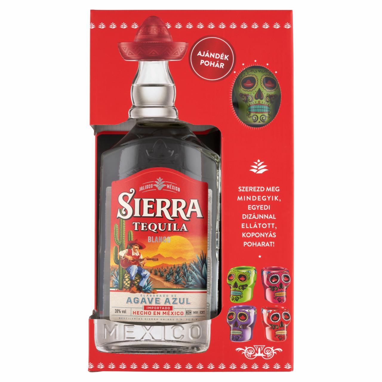 Képek - Sierra Tequila Blanco mexikói agávépárlat 38% 0,7 l + ajándék pohár