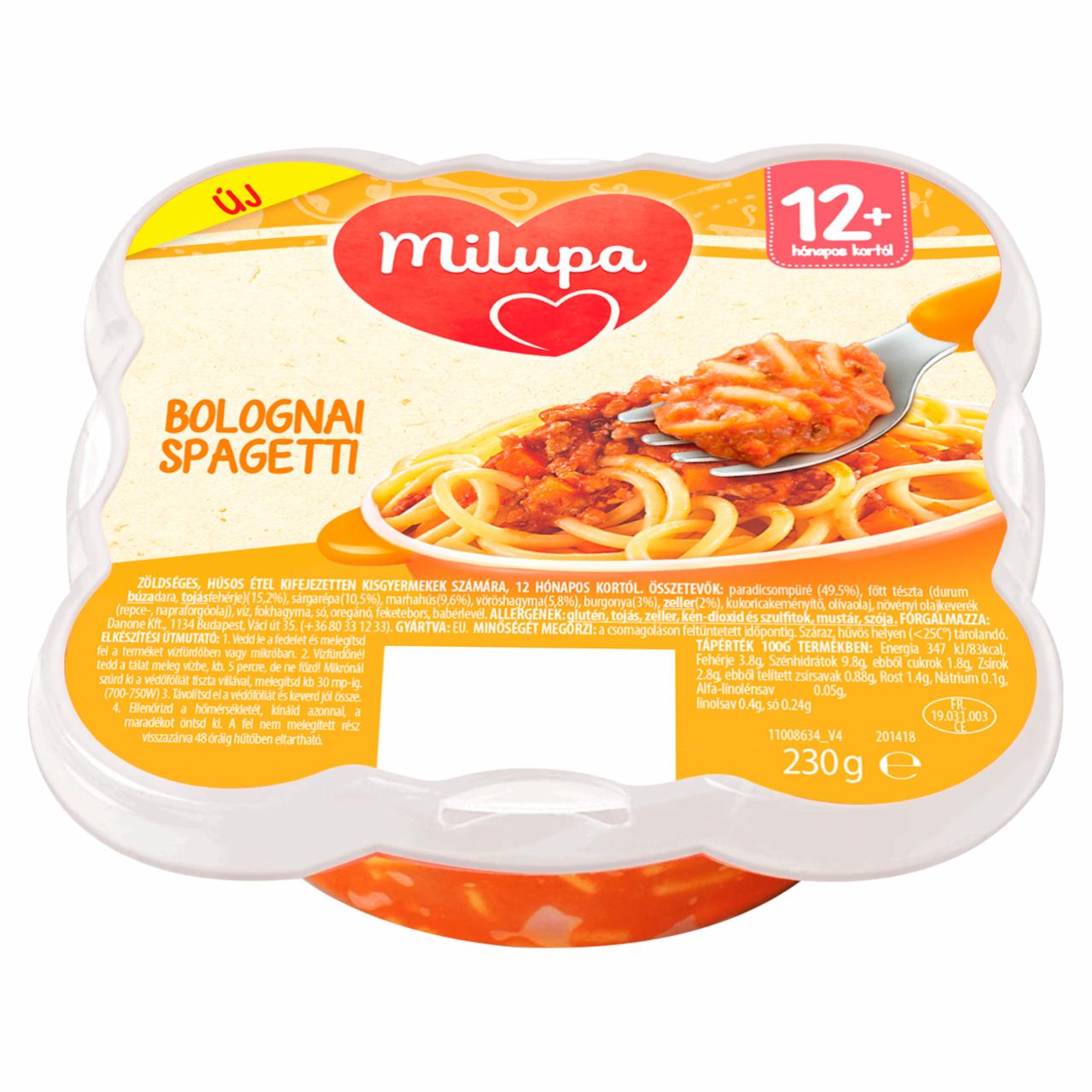 Képek - Milupa bolognai spagetti 12+ hónapos kortól 230 g