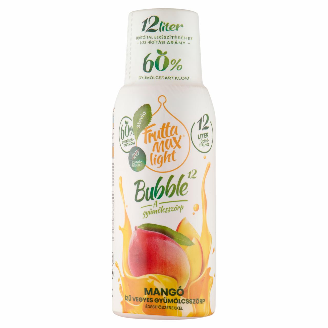 Képek - FruttaMax Light Bubble¹² mangó ízű vegyes gyümölcsszörp édesítőszerekkel 500 ml