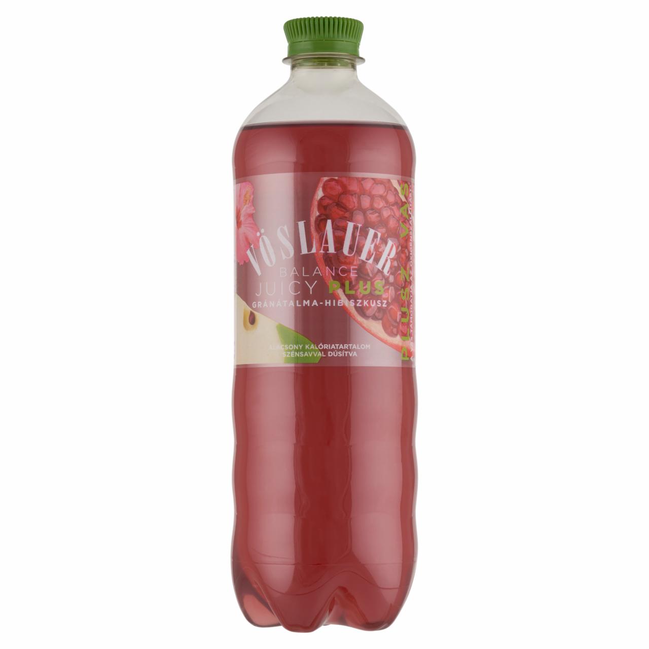 Képek - Vöslauer Balance Juicy Plus gránátalma-hibiszkusz ízű szénsavas üdítőital hozzáadott vassal 0,75 l