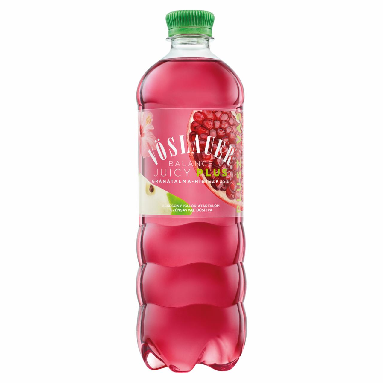 Képek - Vöslauer Balance Juicy Plus gránátalma-hibiszkusz ízű szénsavas üdítőital hozzáadott vassal 0,75 l