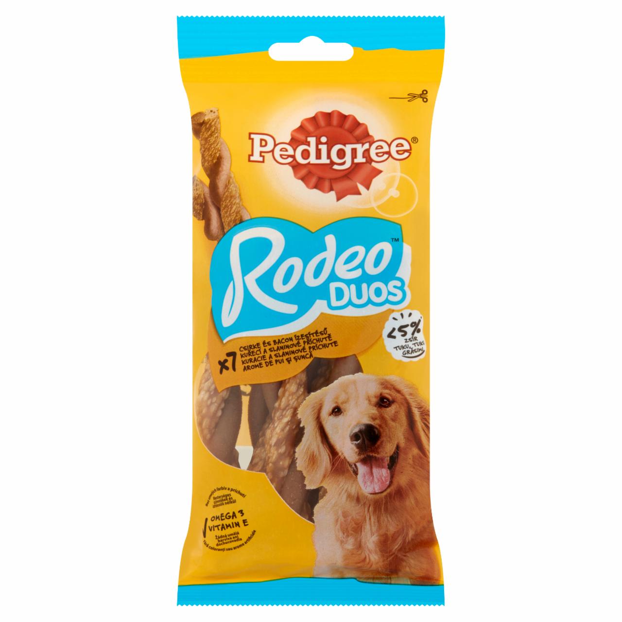 Képek - Pedigree Rodeo Duos csirke és bacon ízű kiegészítő állateledel felnőtt kutyák számára 7 db 123 g