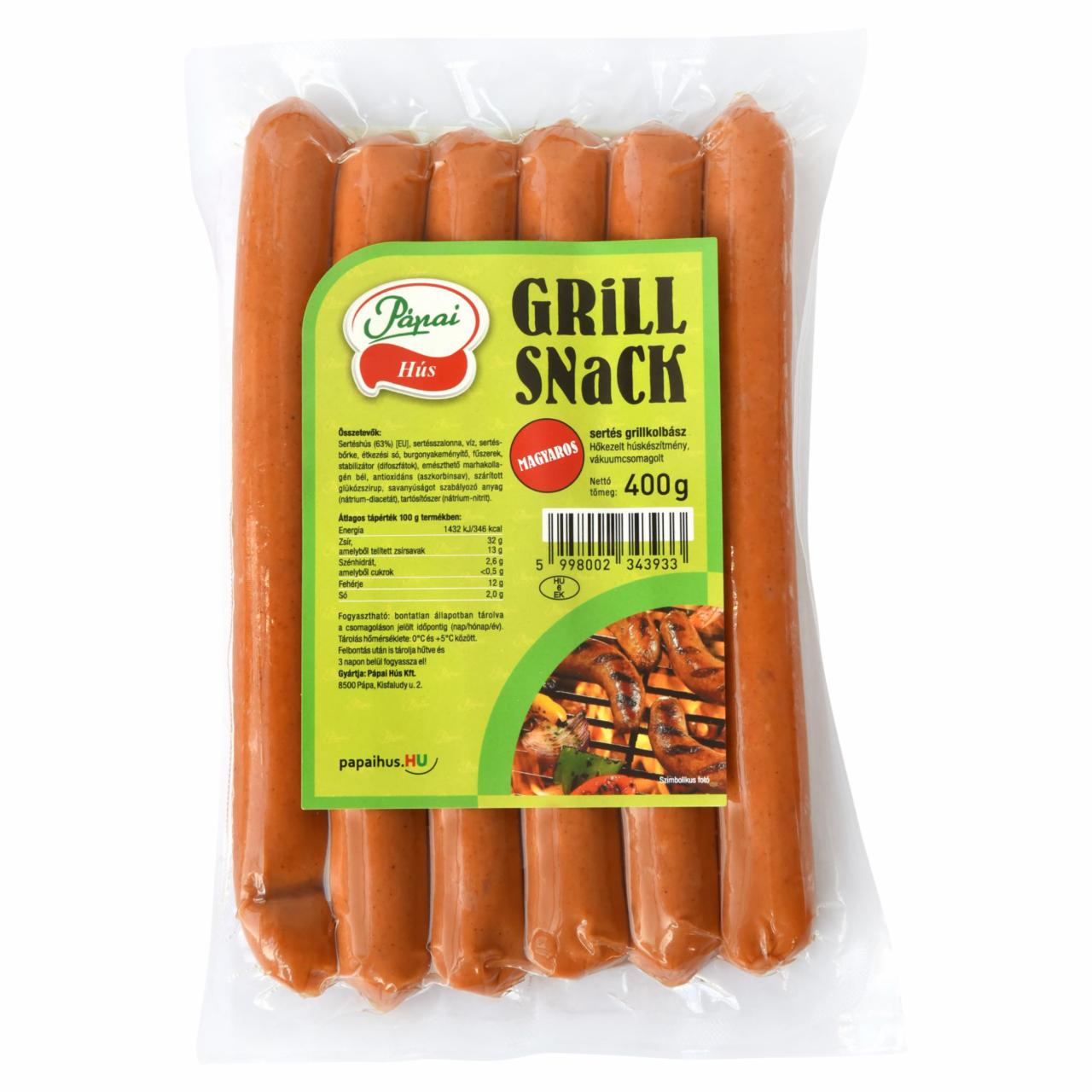 Képek - Pápai Hús Grill Snack magyaros sertés grillkolbász 400 g