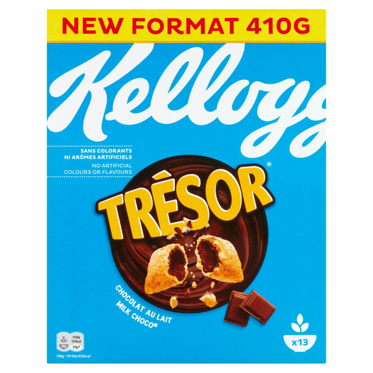 Képek - Kellogg's Trésor vegyes gabonákból készült párnák tejcsokoládés töltelékkel 410 g