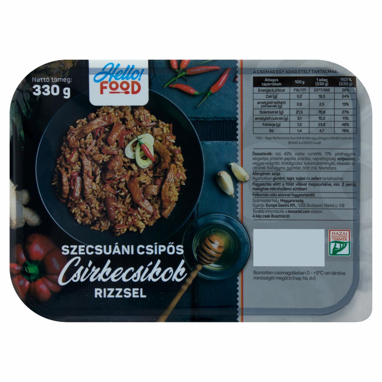 Képek - Hello Food szecsuáni csípős csirkecsíkok rizzsel 330 g